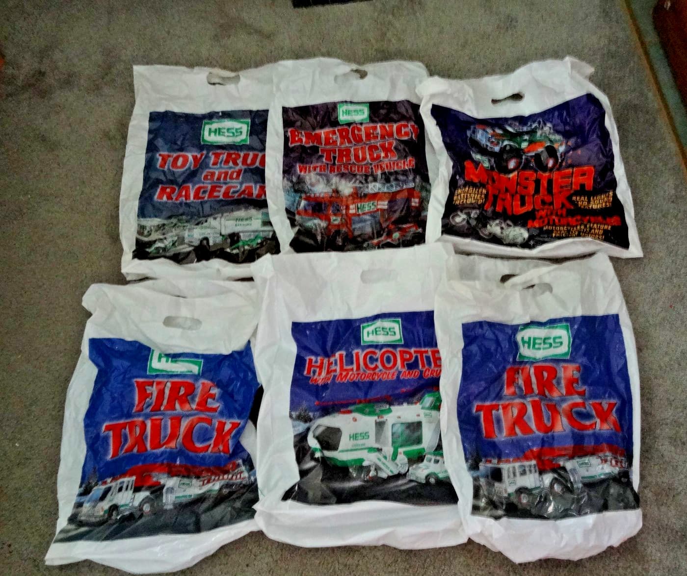 Hess Truck Collector Plastic Bags Lot of 6 (2 Fire Truck)