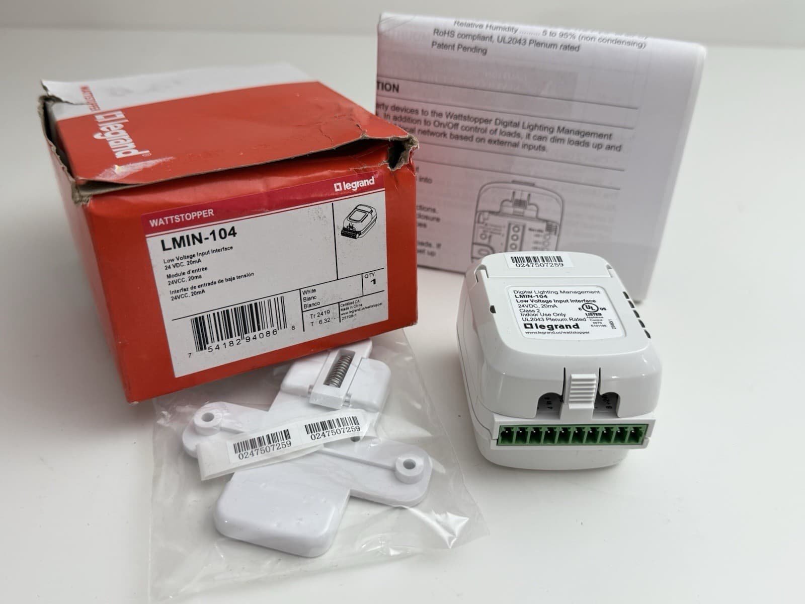 NEW Legrand LMIN-104 WattStopper 24V DC Low Voltage Input Interface 20mA White
