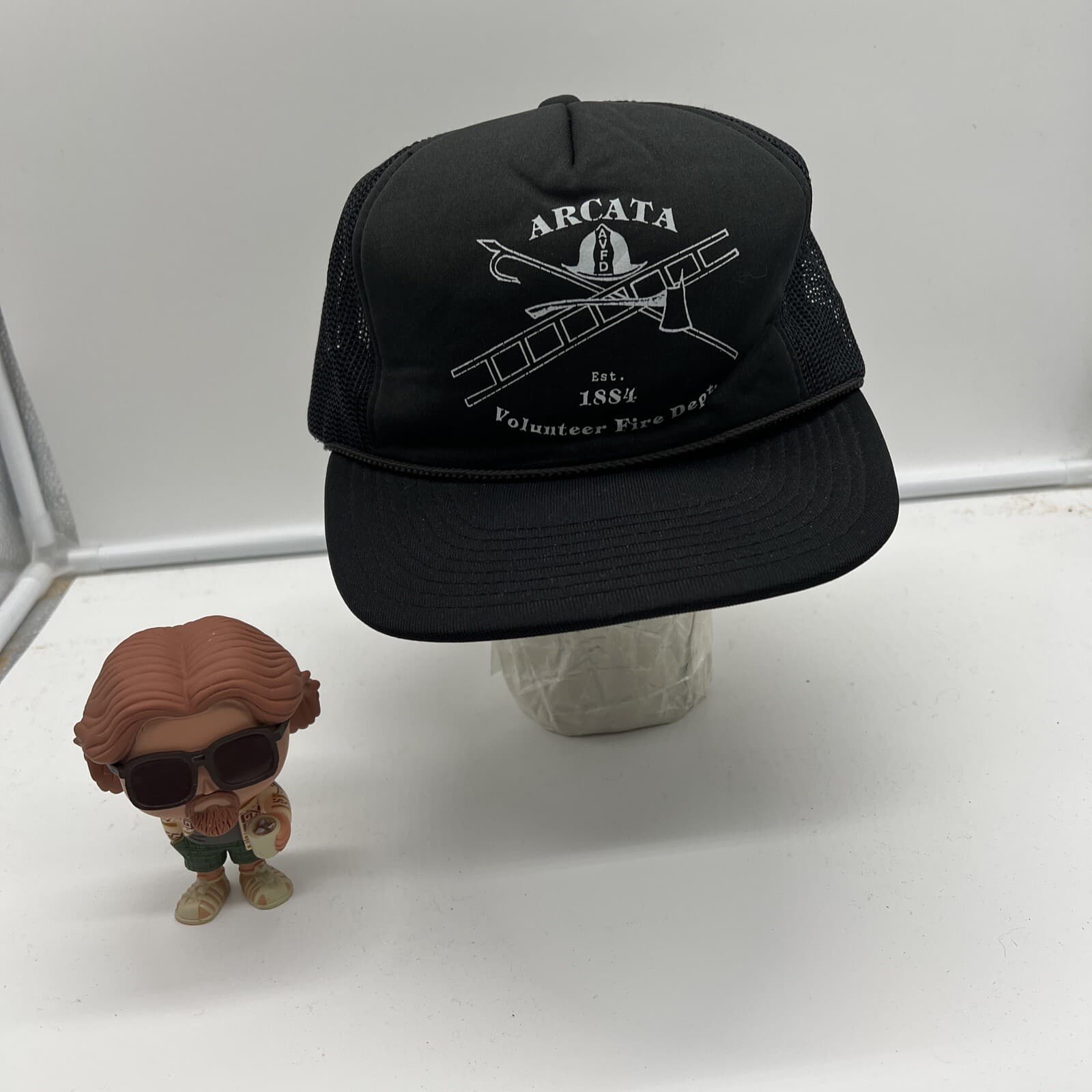 Arcata volunteer fire department California black mesh snapback hat vintage used