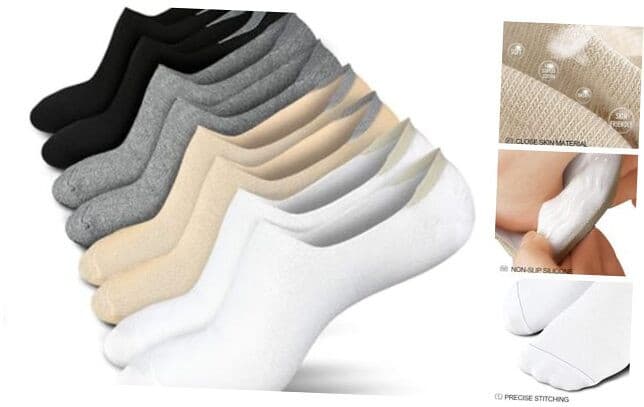 No Show Socks Women Low Socks Non Slip Flat Boat Line 4/8 Pairs 8-11 Multicolor