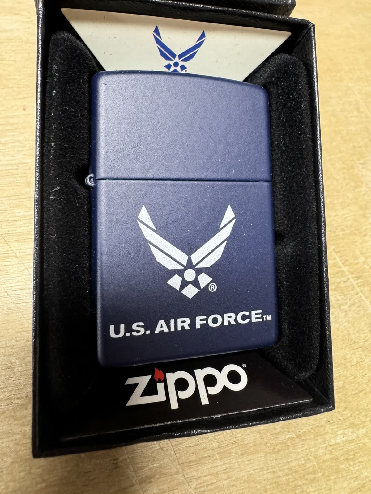 Zippo US Air Force White Logo on Blue Lighter - 239 - New