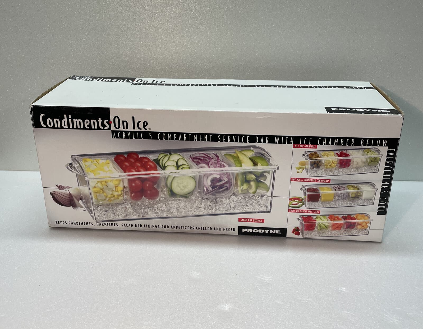 Bar Top Condiment Server Keeps Condiments Cold w/ ice 5 Removable Compartments