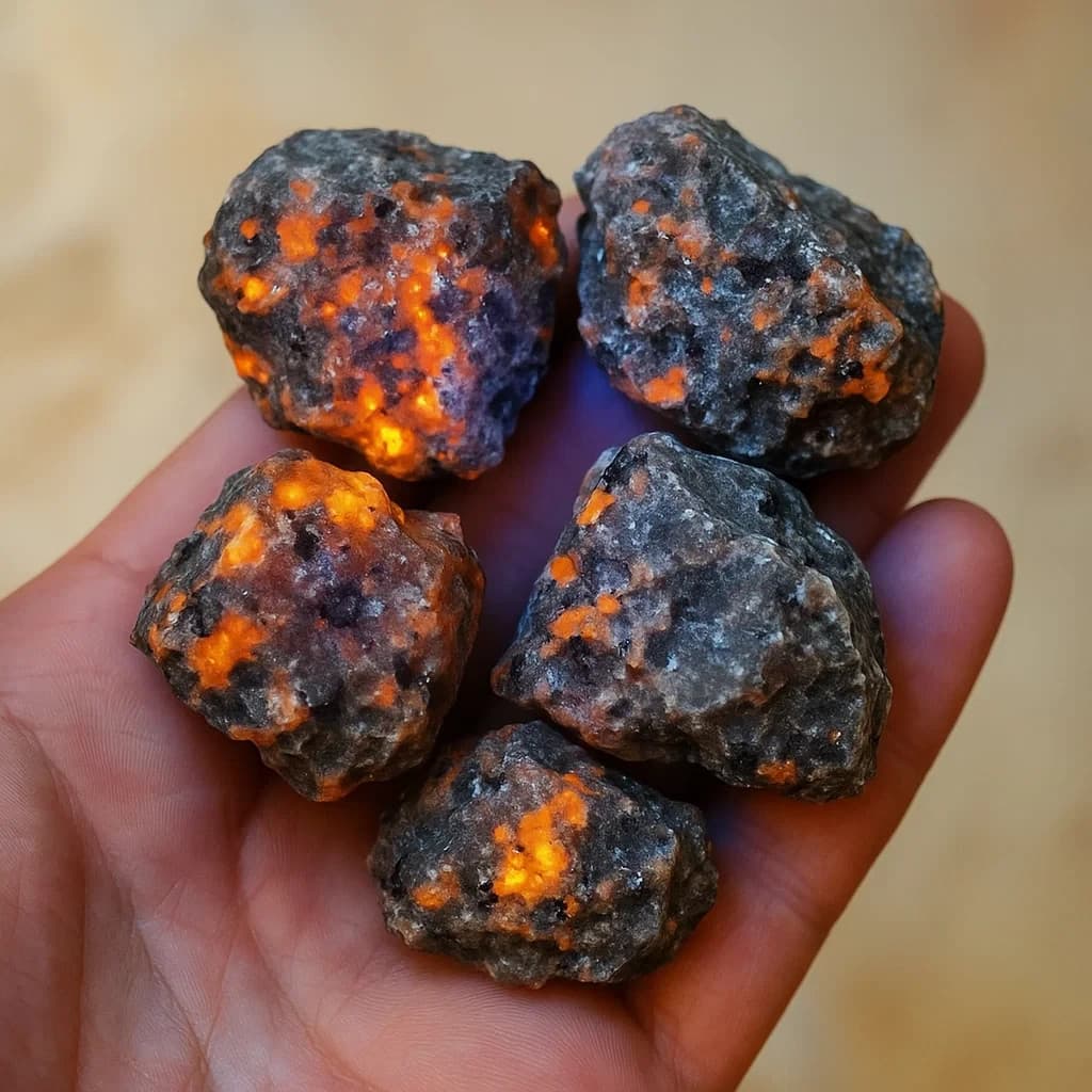 3pcs Raw Yooperlite Stone UV Fluorescent Sodalite Crystals Glowing Fire Rocks 2