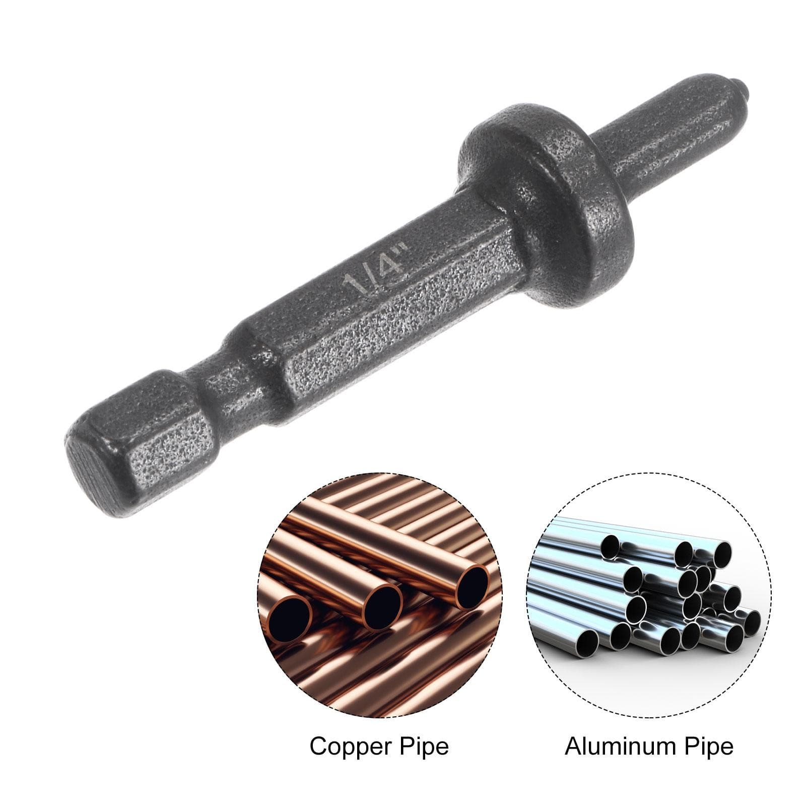 1/4" Swage Tube Expander Drill 1/4" Hex Handle for Copper Aluminum Pipe 2Pcs 3