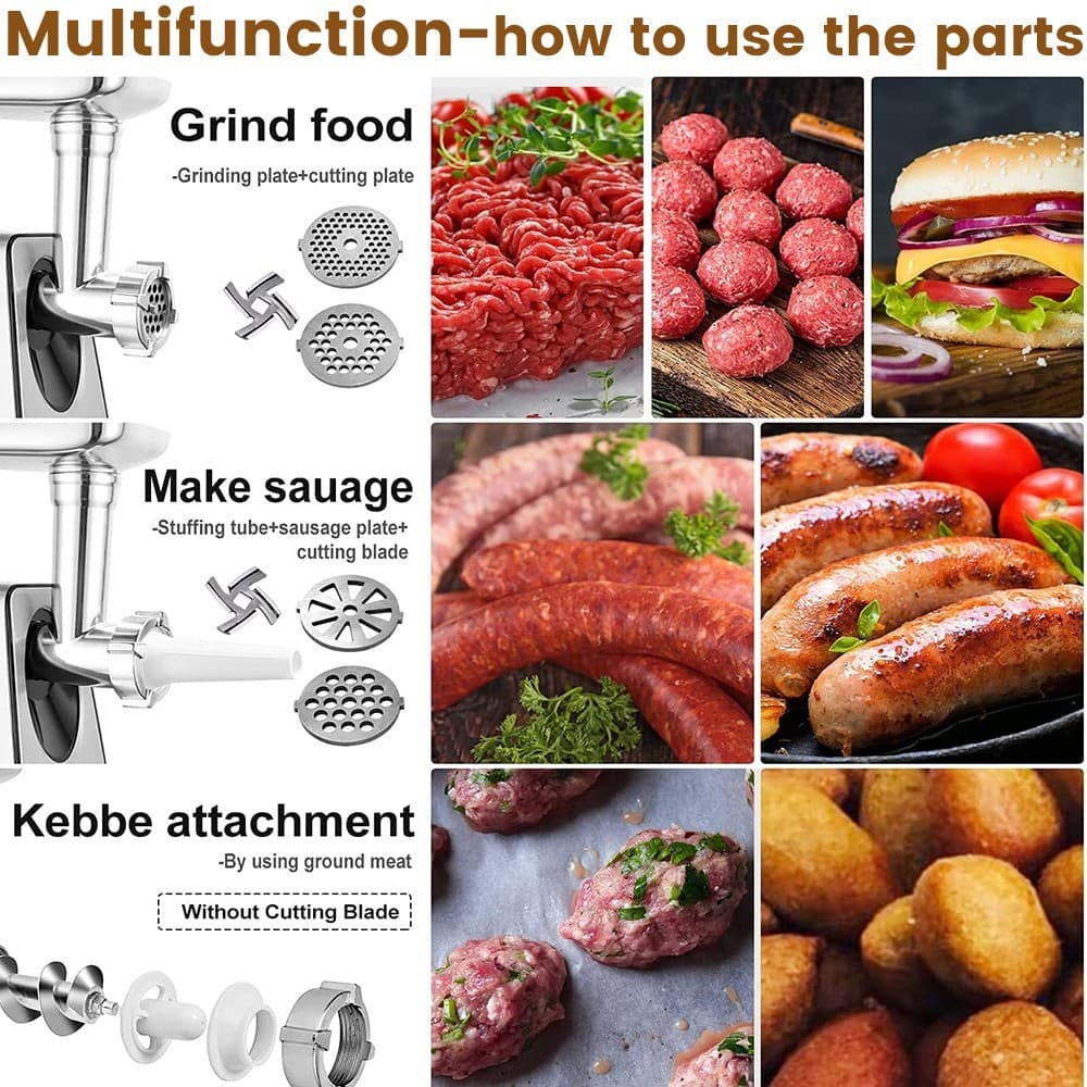 3200W Electric Meat Grinder Heavy Duty Commercial Sausage Maker Mincer Stuffer 5