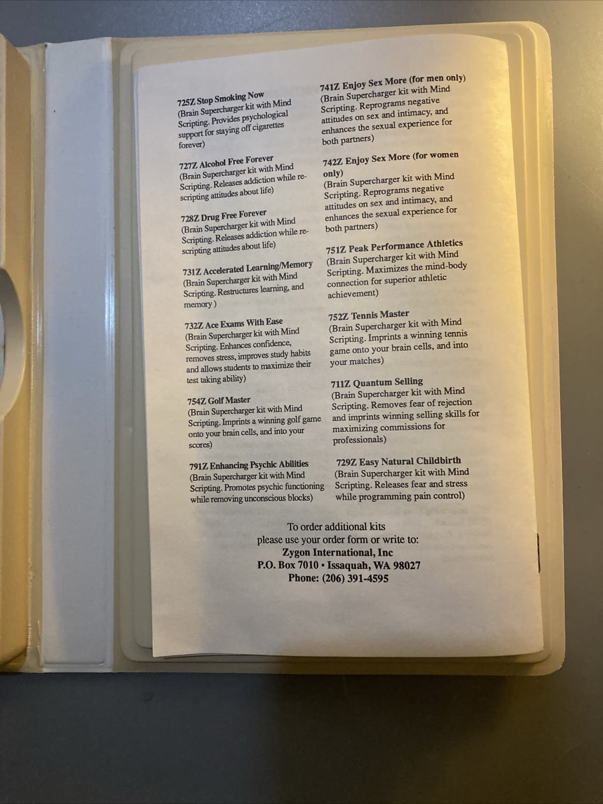 Zygon Brain Supercharger Subliminal System Tapes Accelerated Learning Memory VTG 6