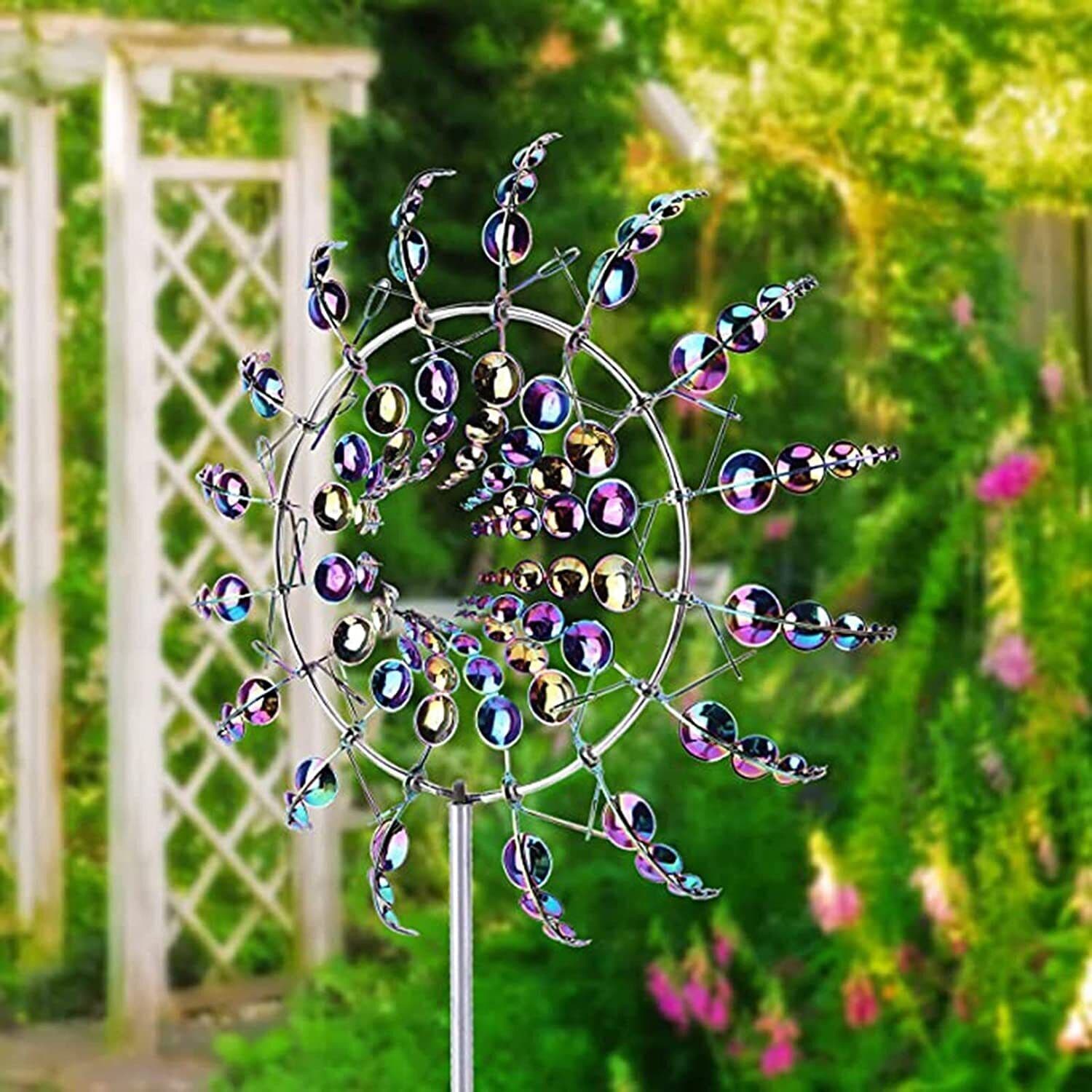Magical Wind Powered Kinetic Windmill Metal And Sculpture Spinner Garden Unique 5