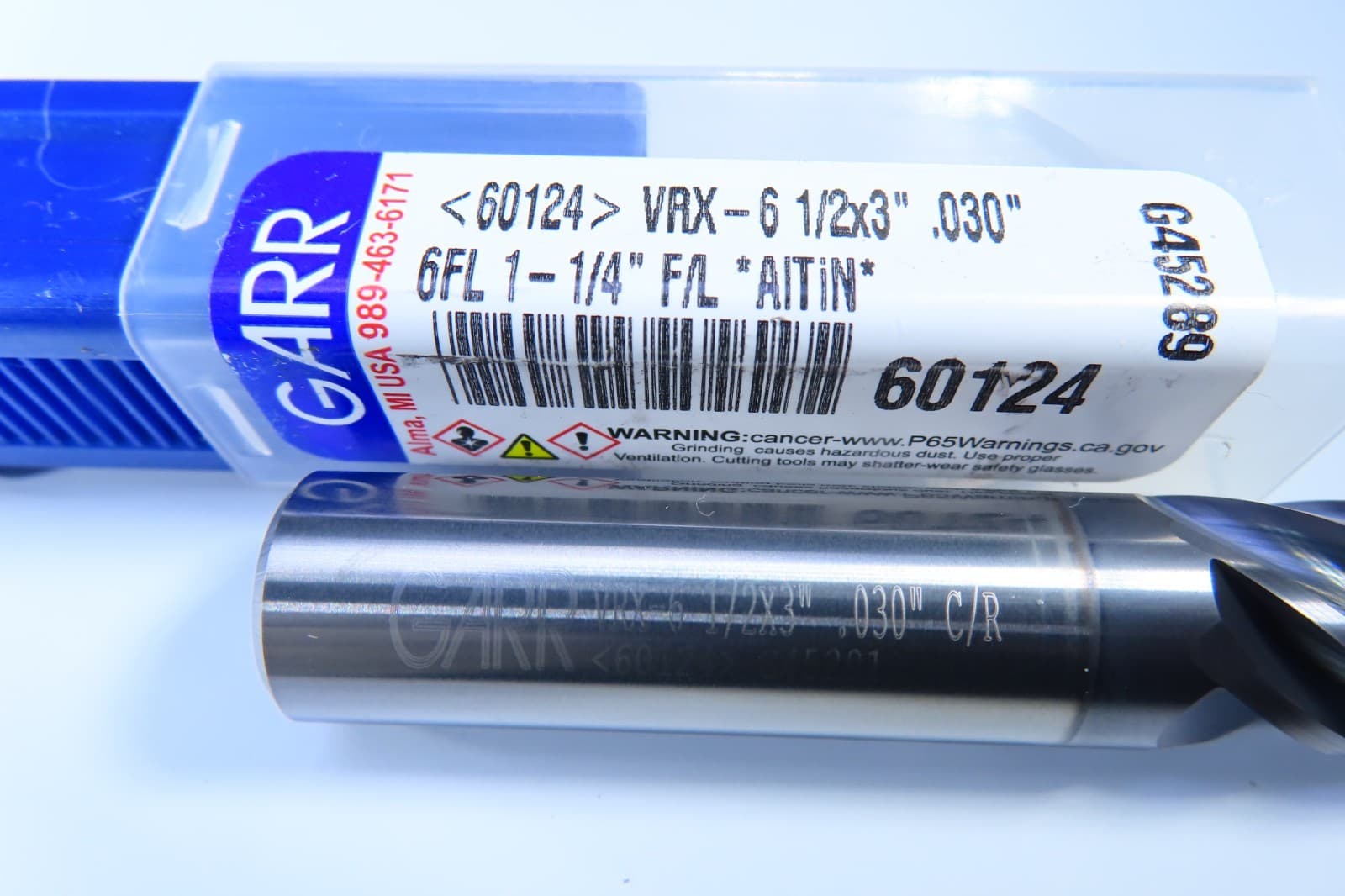 NEW 1/2" GARR VRX  6 FLUTE .030" RADIUS 60124 SOLID CARBIDE CUTTING END MILL 3