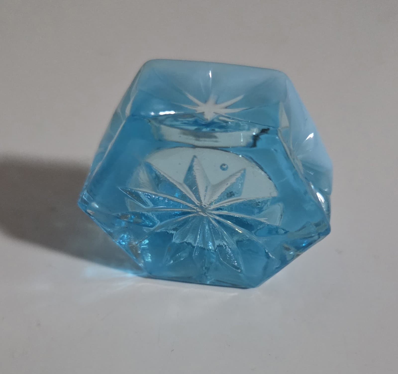 Mosser ~Open Salt Cellar ~ Blue Opalescent Hexagon  3
