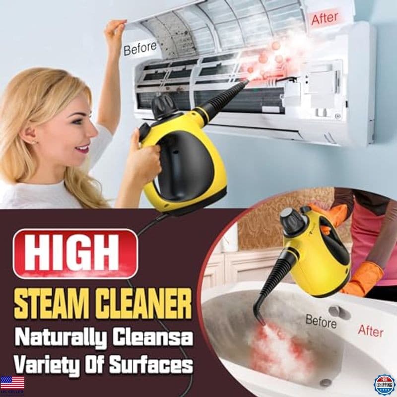Powerful Handheld Steam Cleaner - Multi-Surface Steamer with 12 Accessories, 3