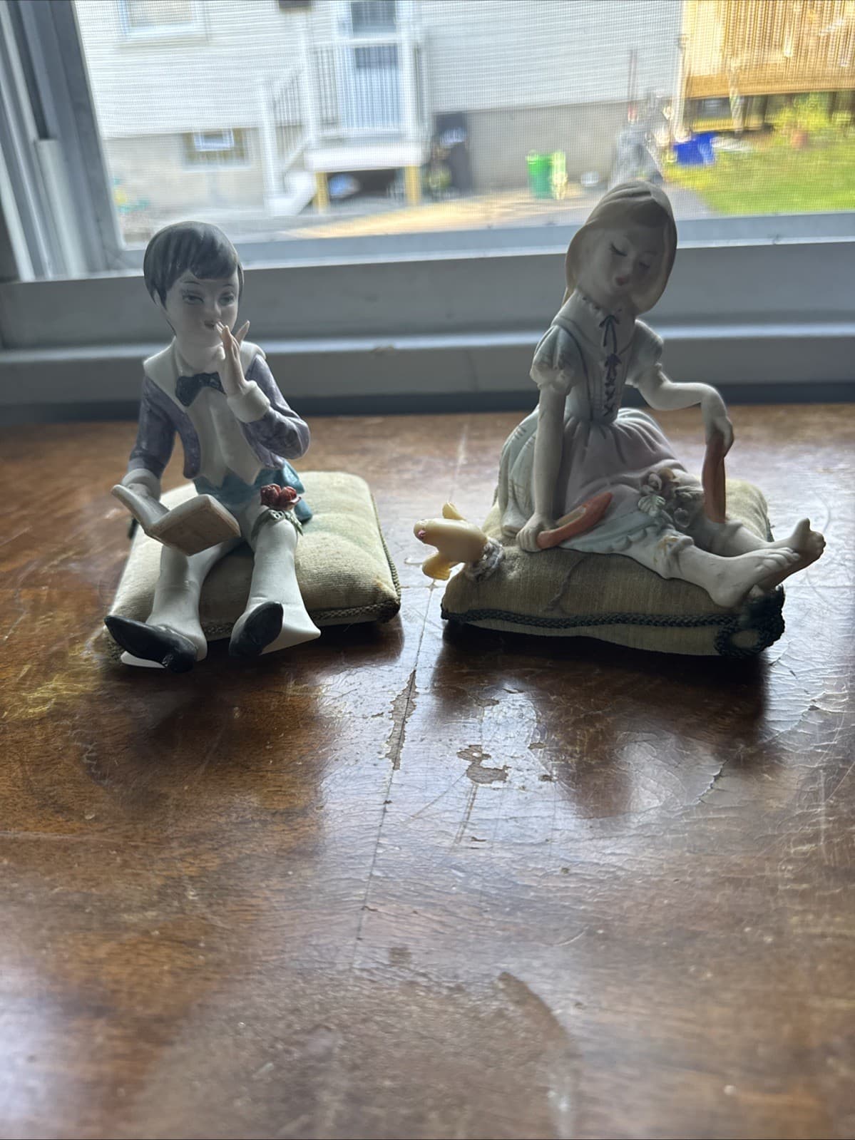 LOT Of 2. Vintage Porcelain  Boy And Girl By Doll Pin Cushions