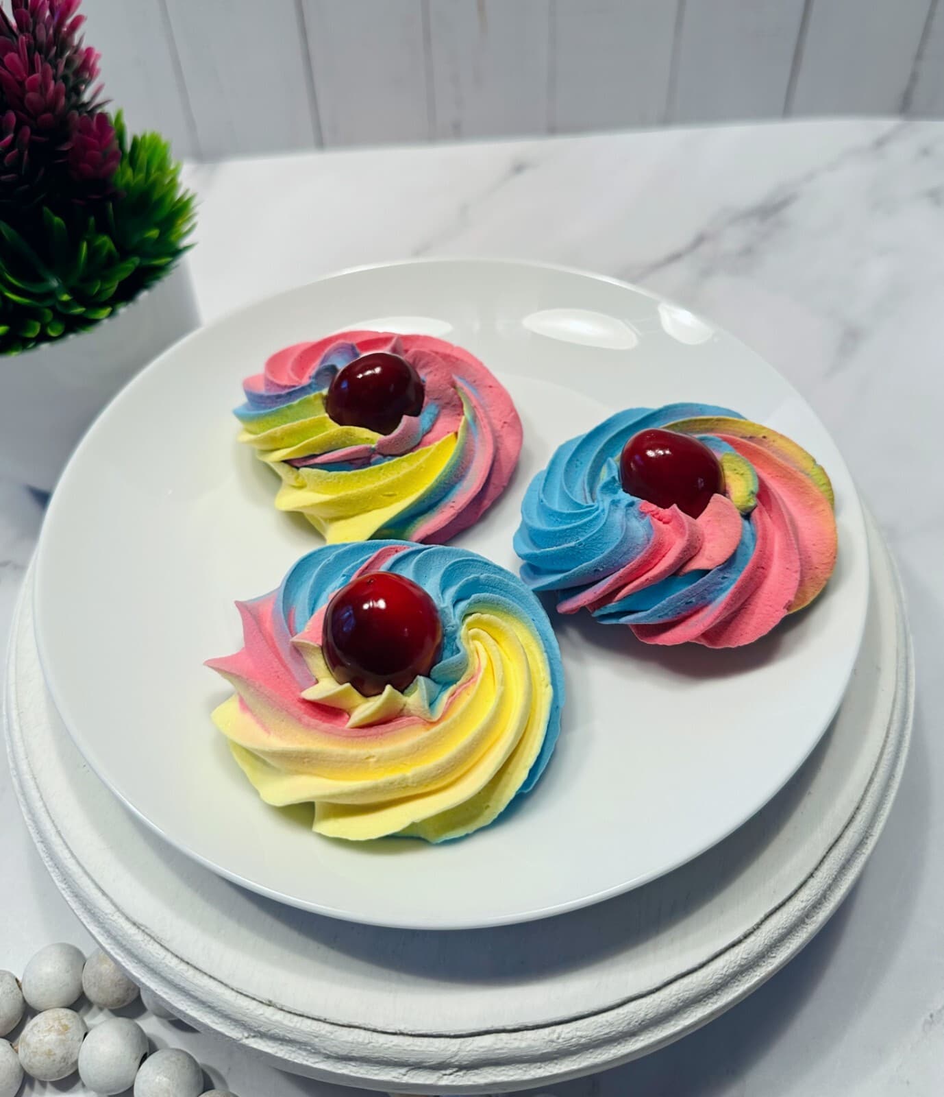 DEZICAKES Fake Cookie Artificial Food Rainbow Butter Cookie w/Cherry 3