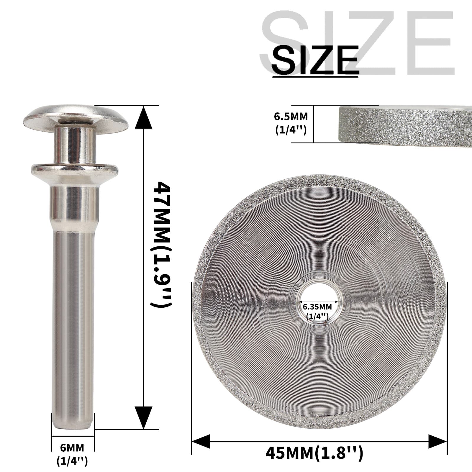 2Inch Diamond Grinding Wheel with 1/4" Mounting Mandrel for Drill Die Grinder 2