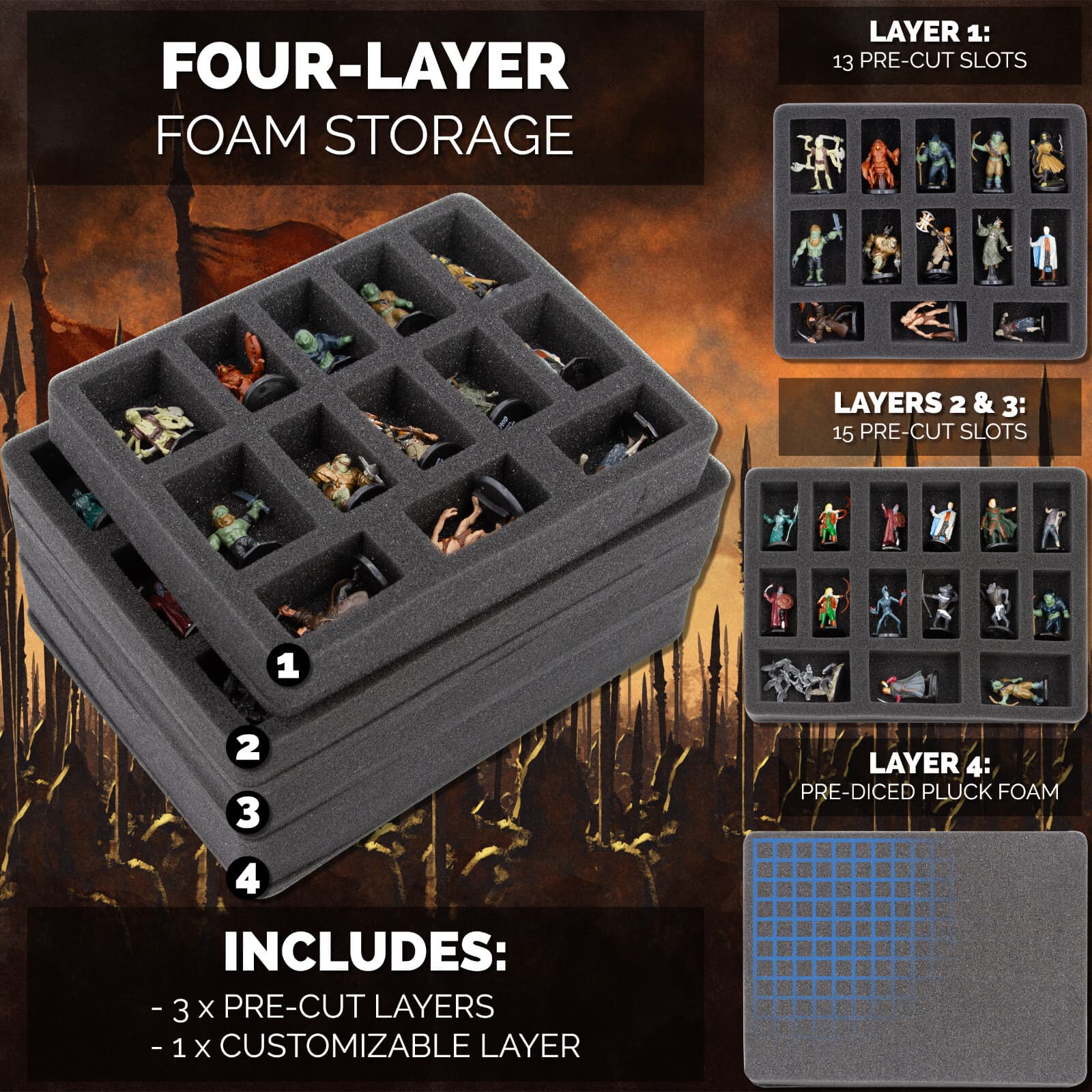 CASEMATIX Miniature Case – Holds 43 Warhammer & DnD Minis – Figurine Case Only 5