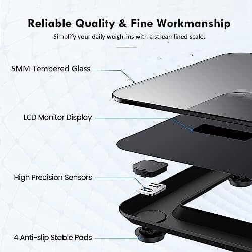Digital Body Weight Scale Bathroom Weighing Scale for People with Large LED 4