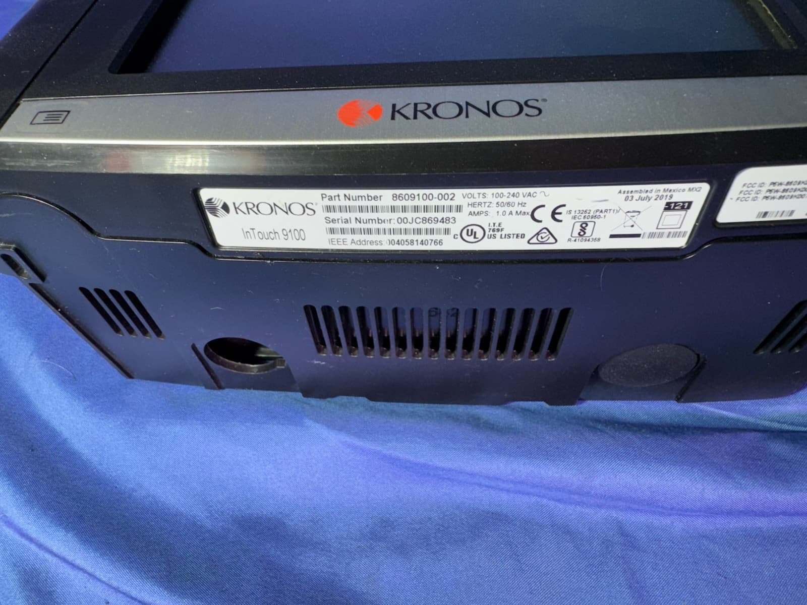 KRONOS INTOUCH 9100 H4 Magnetic Reader TIME CLOCK 8609100-002 With Biometric 2