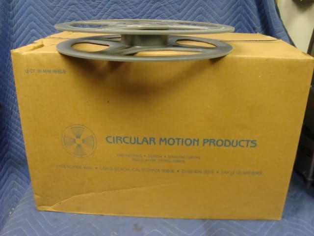 35mm Plastic Exchange Reels 2000' BRAND NEW case of 12 Circular Motion GreyReels 5