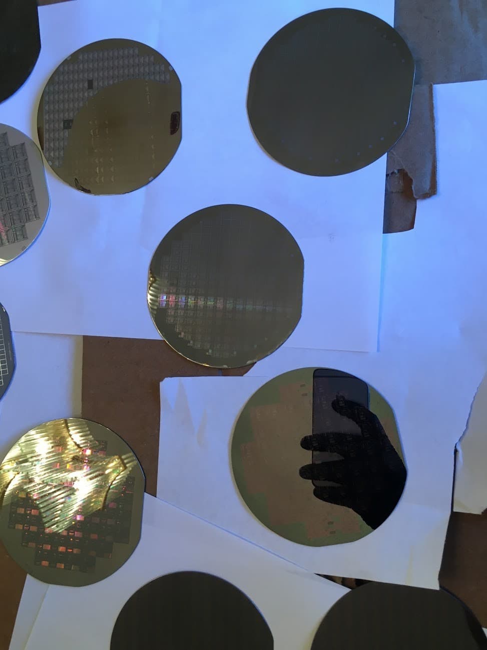 4" Golden Xerox Printer Silicon Wafer 1980s One of a Kind Vintage CPU Chip 6