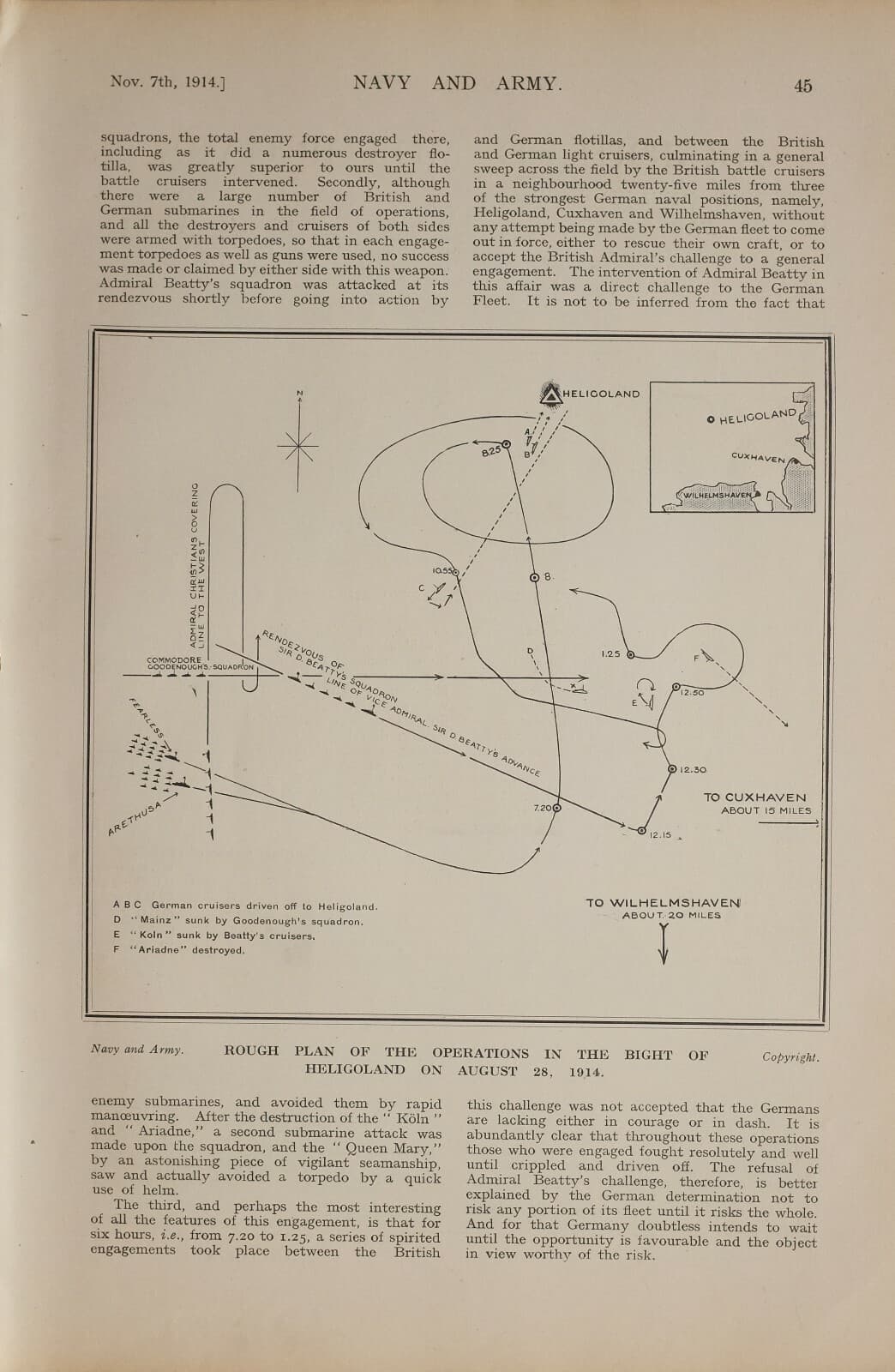1914 WW1 ARTICLE & PICS HELIGOLAND RAID ADMIRAL CHRISTIAN COMMODORE TYRWHITT 3