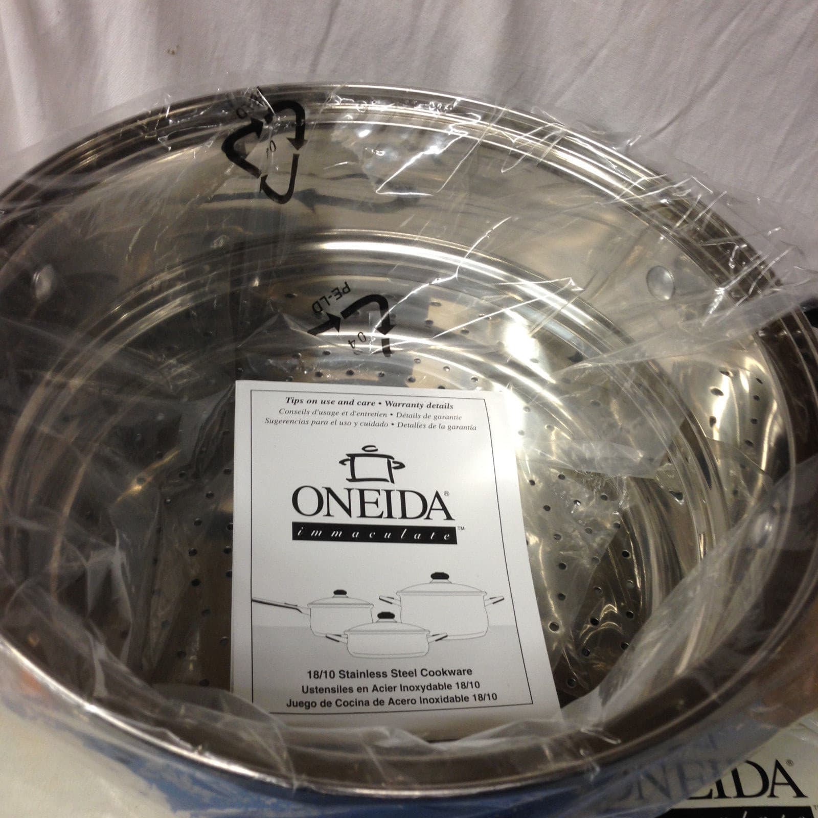 ONEIDA IMMACULATE STEAMER INSERT 5 QUARTS 18/10 STAINLESS STEEL IN ORIGINAL BOX 5
