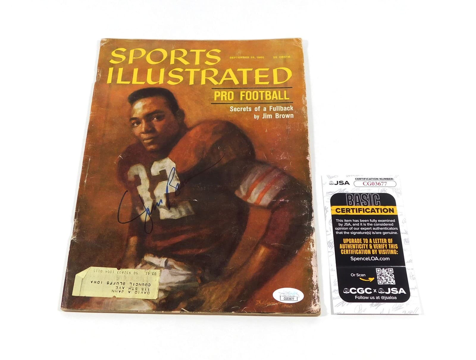 Jim Brown Signed Sports Illustrated Magazine 9-26-60 Browns JSA Auto