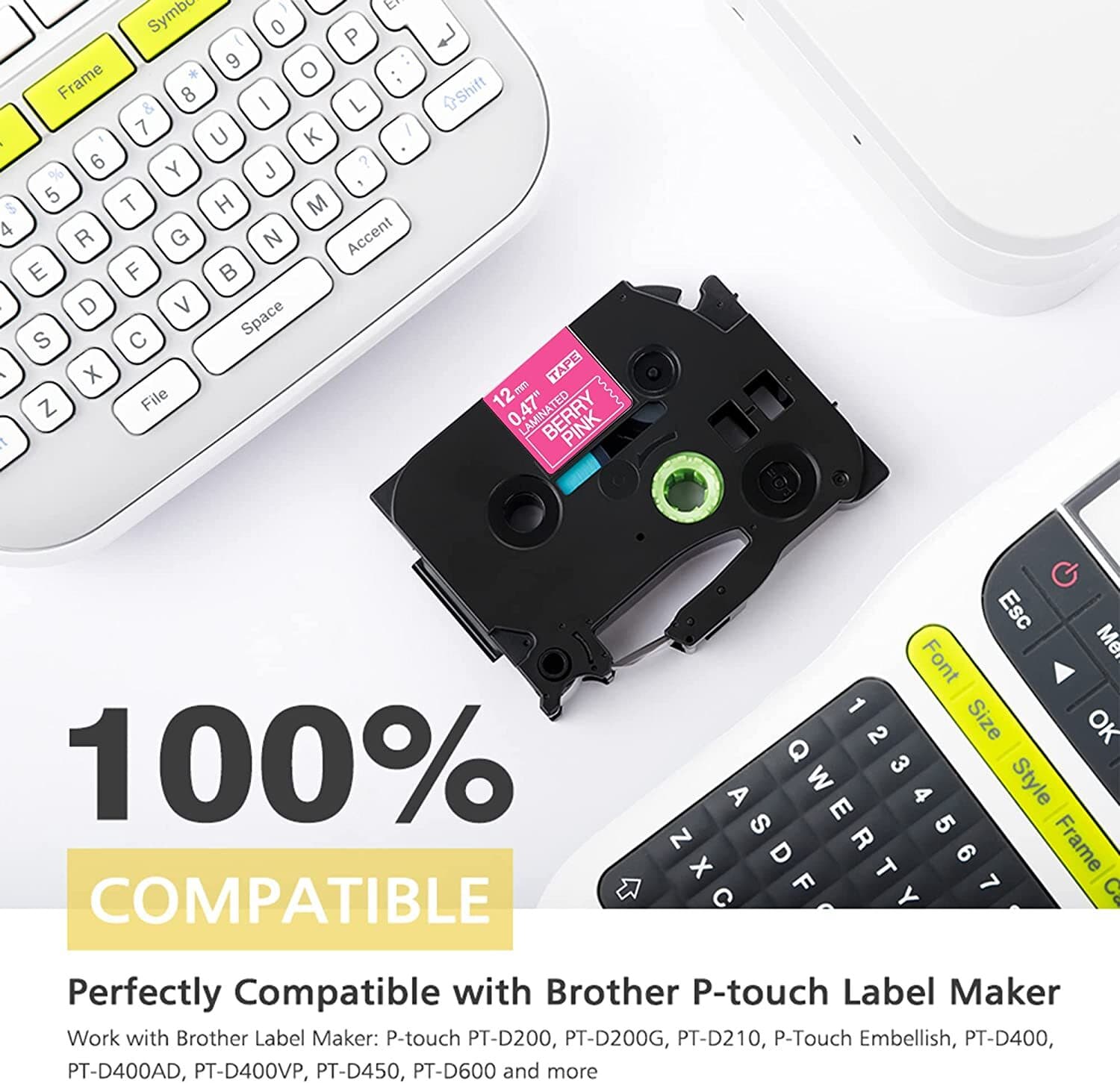 5 Pk Compatible TZ-231 TZe-231 PT-D210 Label Maker Tape 12mm for Brother P-Touch 2