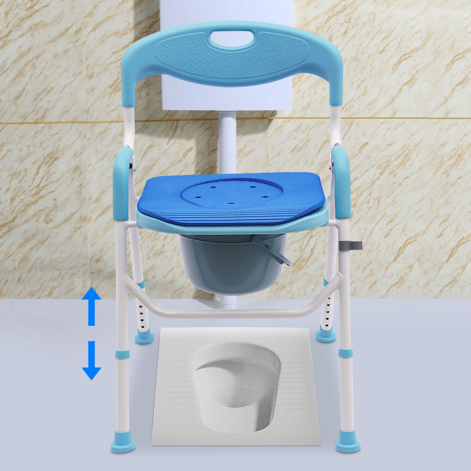Large Bedside Toilet EVA Commode Portable Folding Chair Adult Potty Shower Seat 5