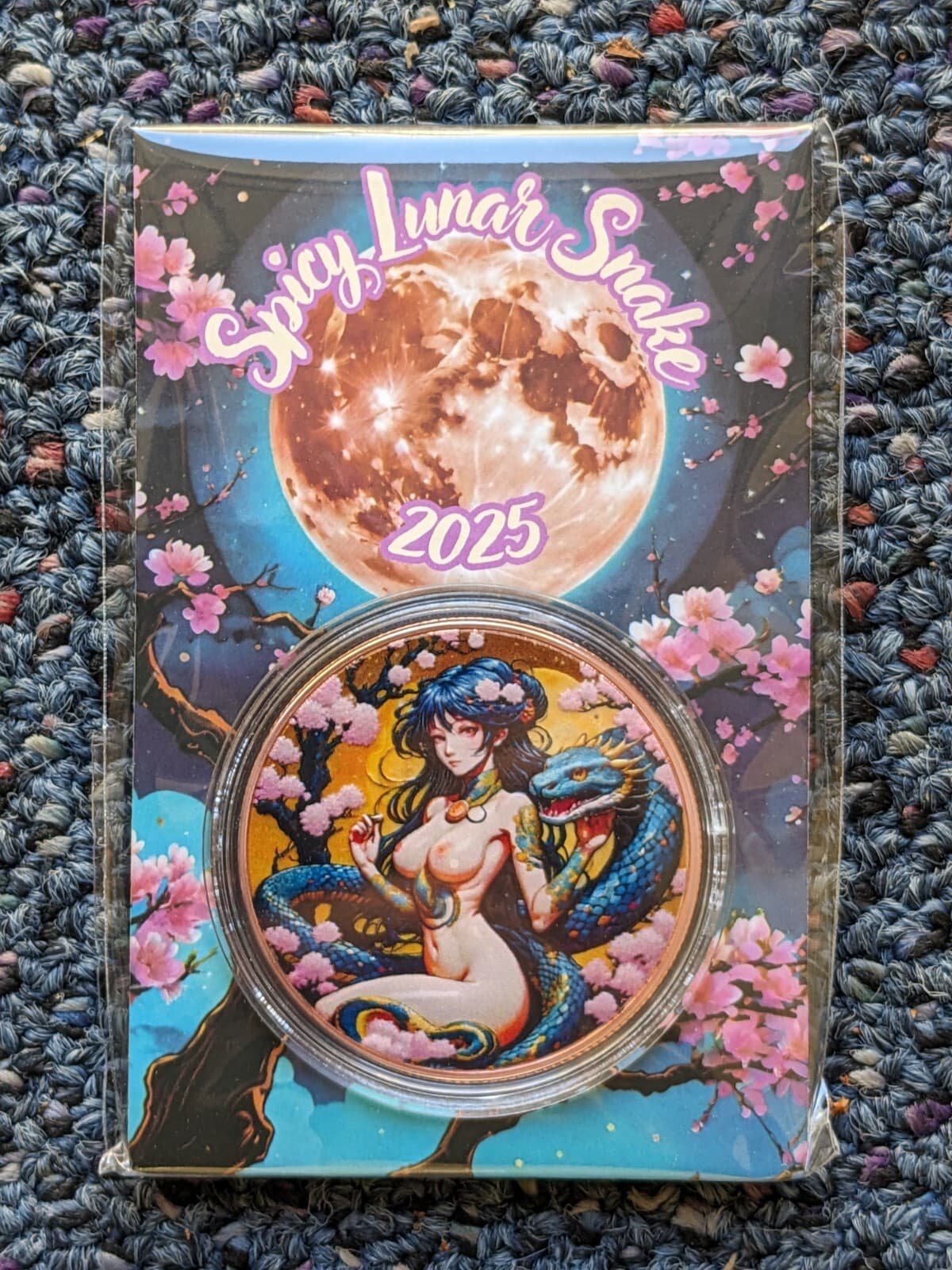2025 Year of the Spicy 🔥🔥 Lunar Snake Colorized 33g Copper Round in Card