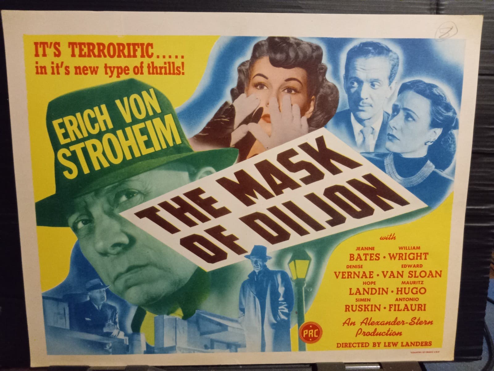Title Card 1946 MASK OF DIIJON Erich Von Stroheim Jeanne Bates hypnosis horror