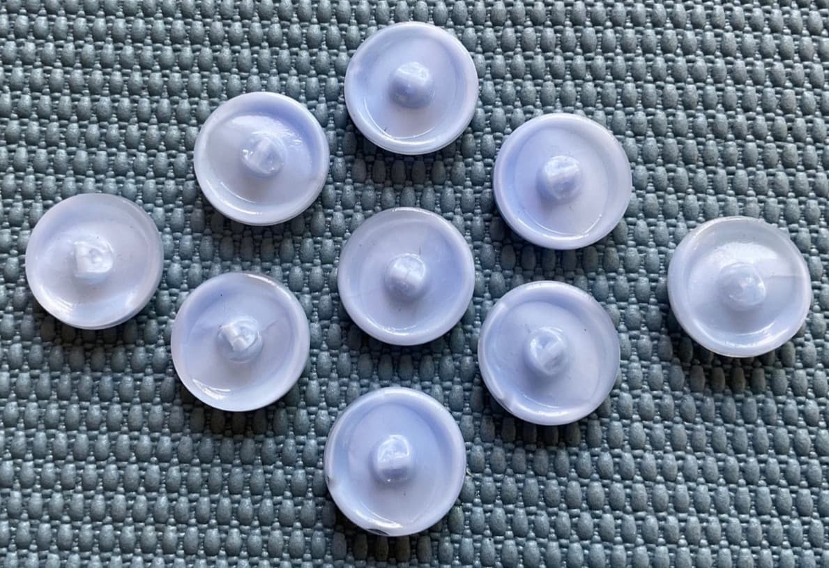 9 Matching Antique Vtg Light Blue Moonglow Glass Buttons - 7/8” - Old Lot 4