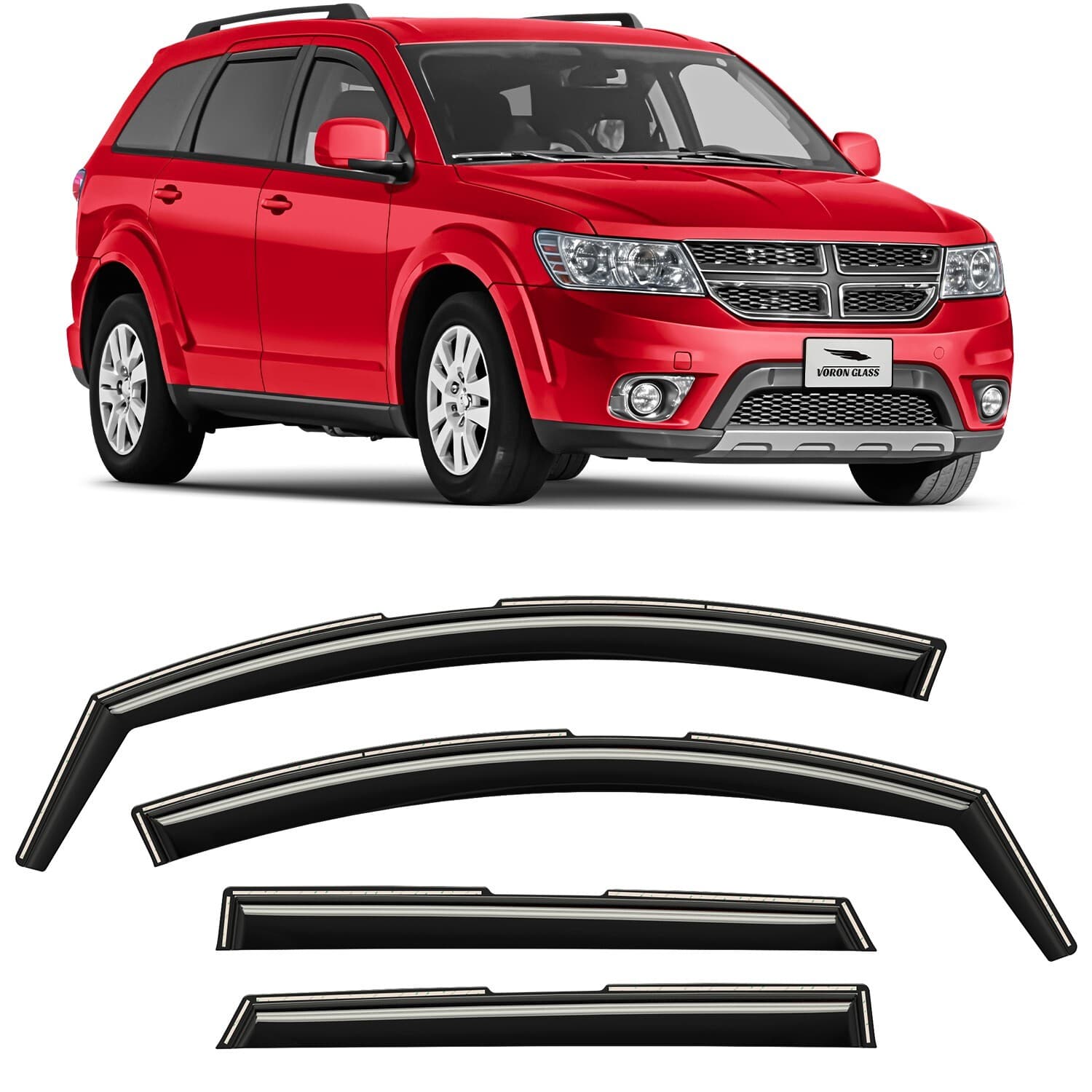 Sun Rain Visors Wind Rain Guards for 2009-2020 Dodge Journey SHATTERPROOF