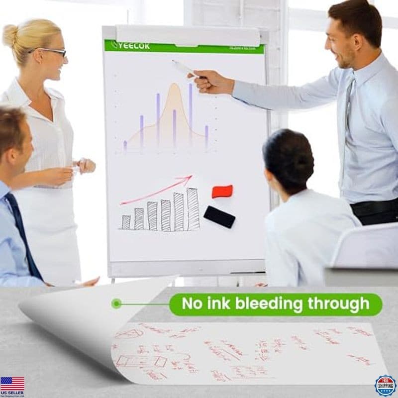 Sticky Easel Pad 25"x30", 30 Sheets/Pad, 4 Pads/Pack, Bleed-Resistant Flip Chart 5