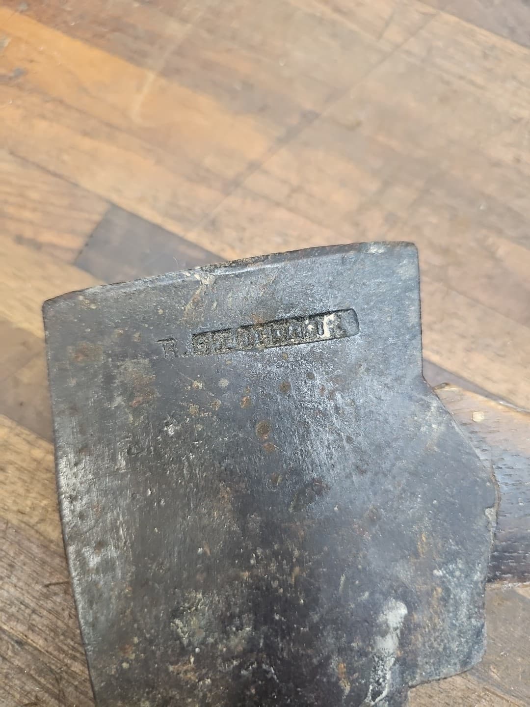 R1-Antique Hand Forged JB STOHLER Schaefferstown Pa Center Post Hole Mortise Axe 3