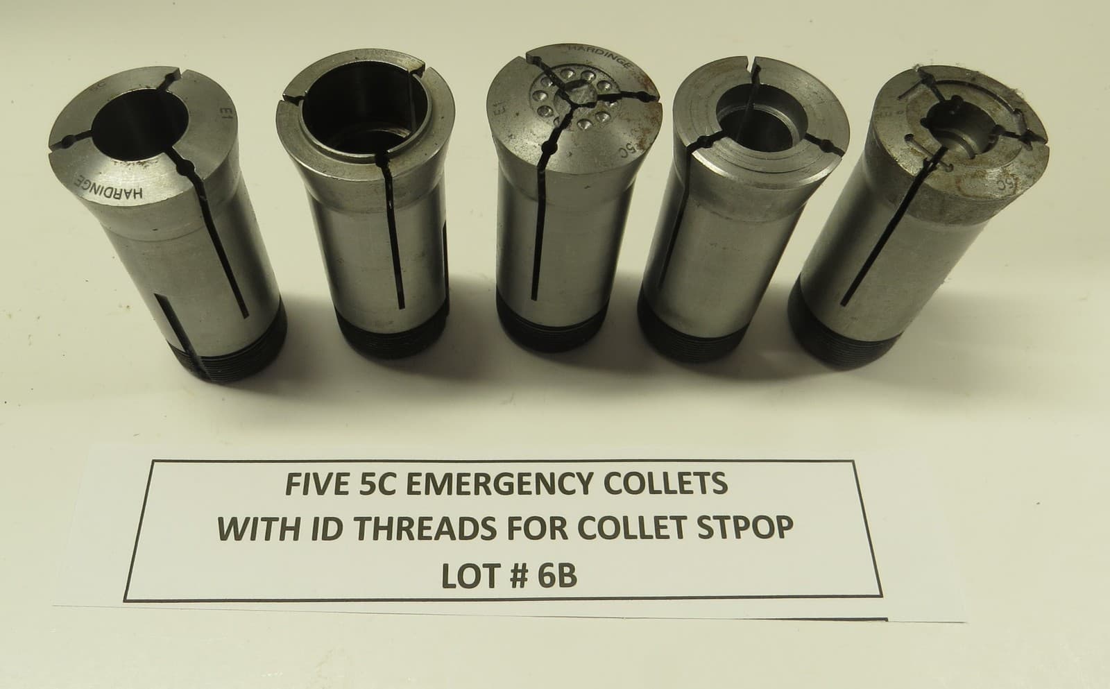 5C EMERGENCY COLLETS WITH ID THREADS FOR COLLET STOP - 5 USED COLLETS - LOT #6B