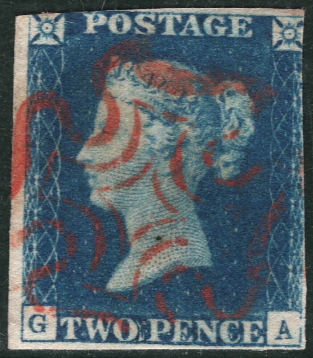 GB 1840 TWO PENCE DEEP BLUE QV SG.4 2d Plate 1 (GA) Red MX Cat £1,200- BLRED118 4