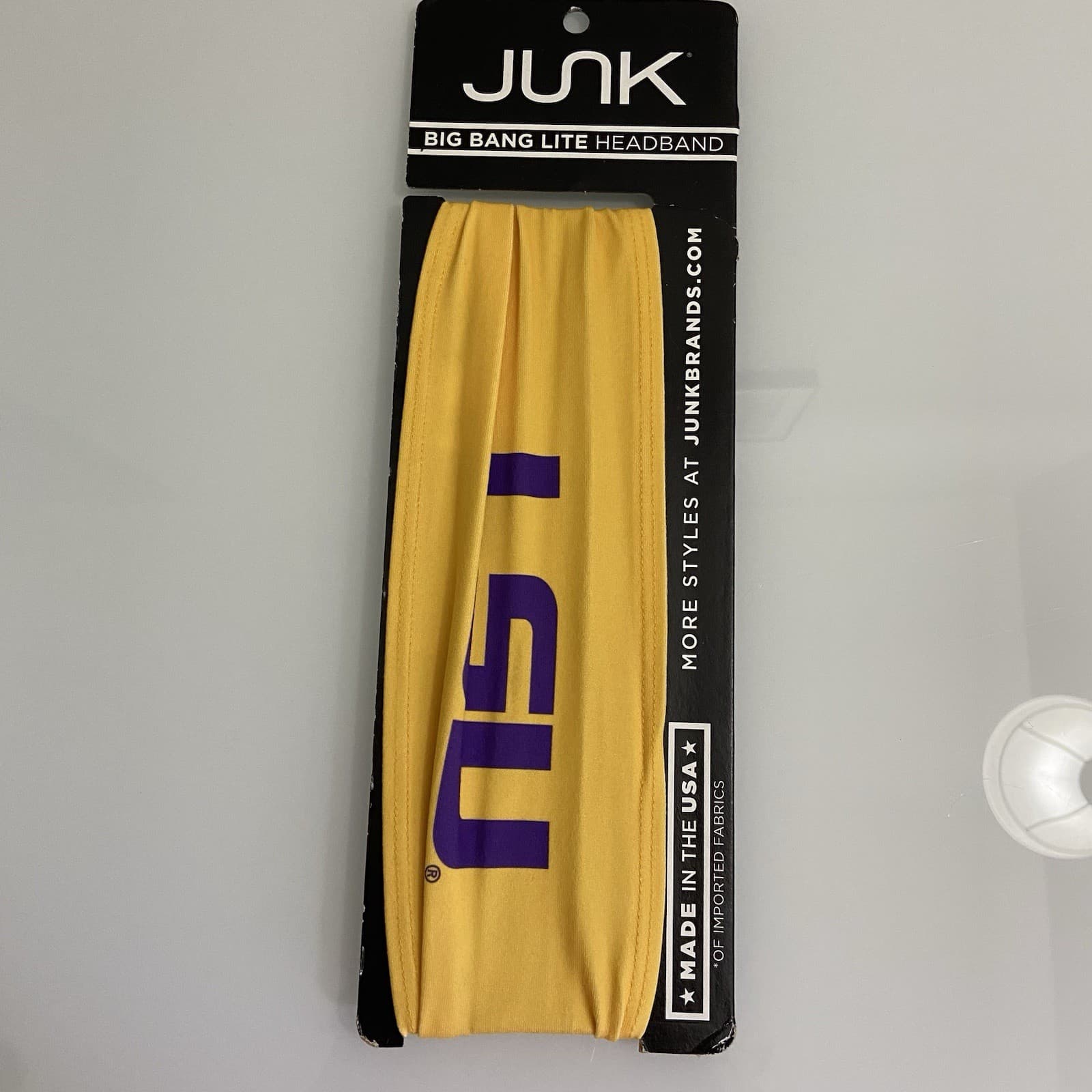 Junk Brands Headband Big Bang Lite LSU Tigers Purple & Gold Made In The USA NEW