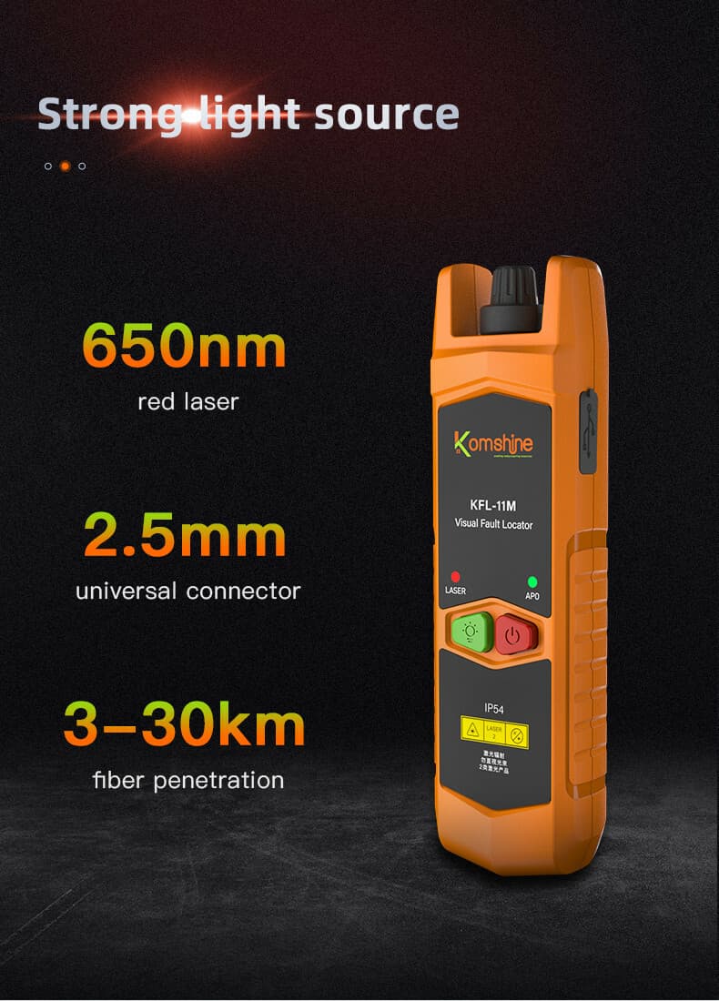 30mw KomShine KFL-11M Visual Fault Locator VFL Fiber Checker With LED Up to 30KM 2