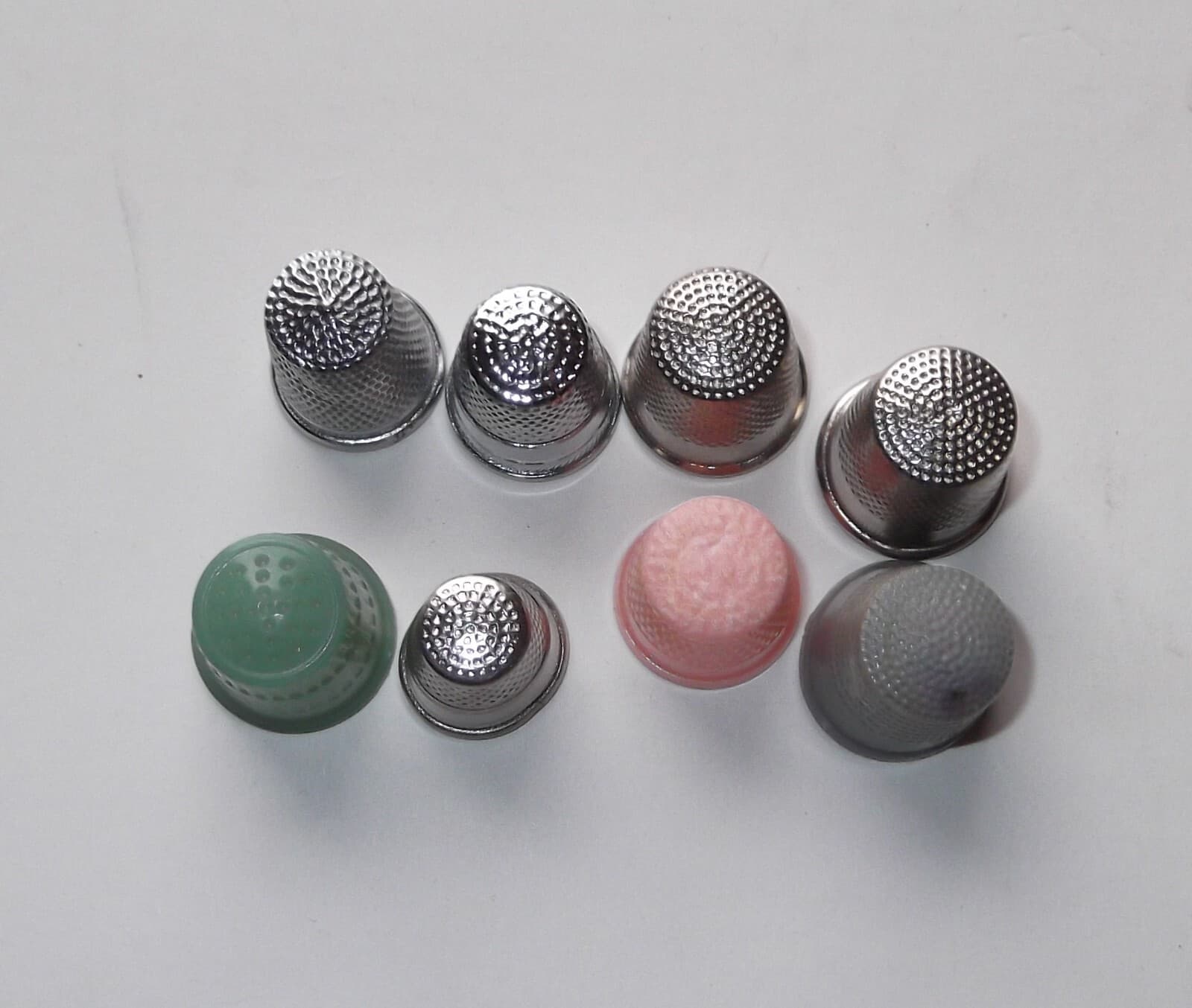 Vintage Sewing Thimbles Lot Of 8 Metal and Plastic set 2