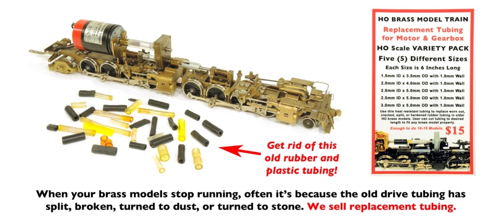 HO Scale Brass Locomotive Replacement Tubing for Motor and Gearbox Shafts NEW! 3