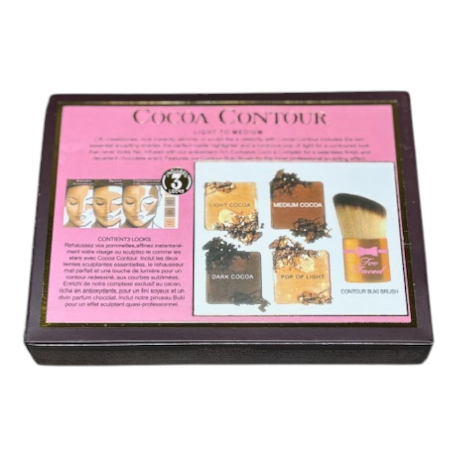 NIB Too Faced Cocoa Contour Highlight Palette Kabuki Brush free ship 4
