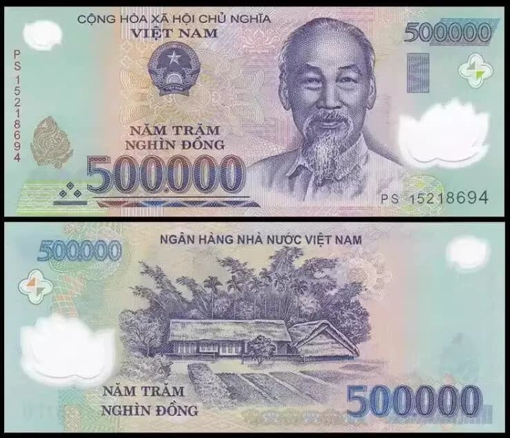 1,000,000 VIETNAM DONG  2x 500,000 BANKNOTES  1 MILLION VIETNAMESE AUTHENTIC VND 5