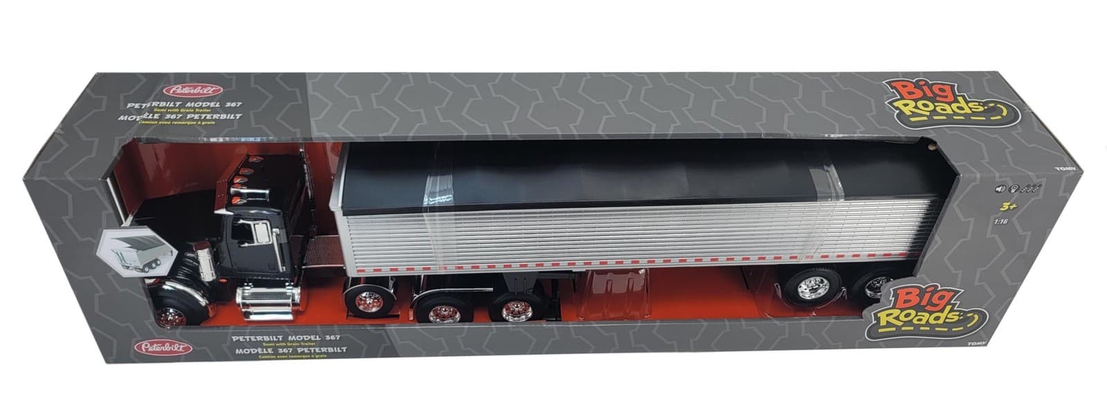 1/16 Big Roads Peterbilt 367 Semi w/ Grain Trailer Toy - LP81111 5