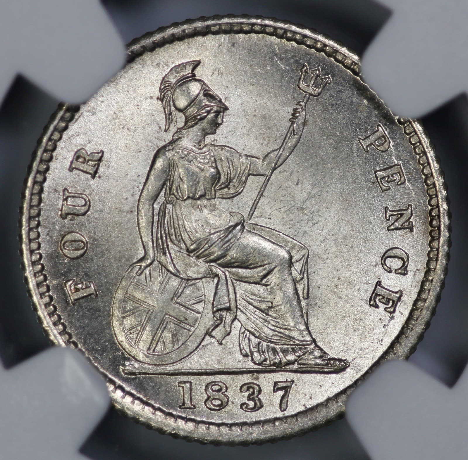 1837 Great Britain 4 Pence NGC MS 65 Britannia Silver Groat 3
