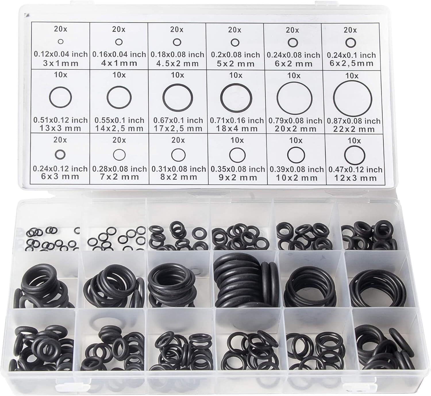 270 Pcs Rubber O Rings Assortment Kit 18 Sizes for Automotive Removal Tool 2
