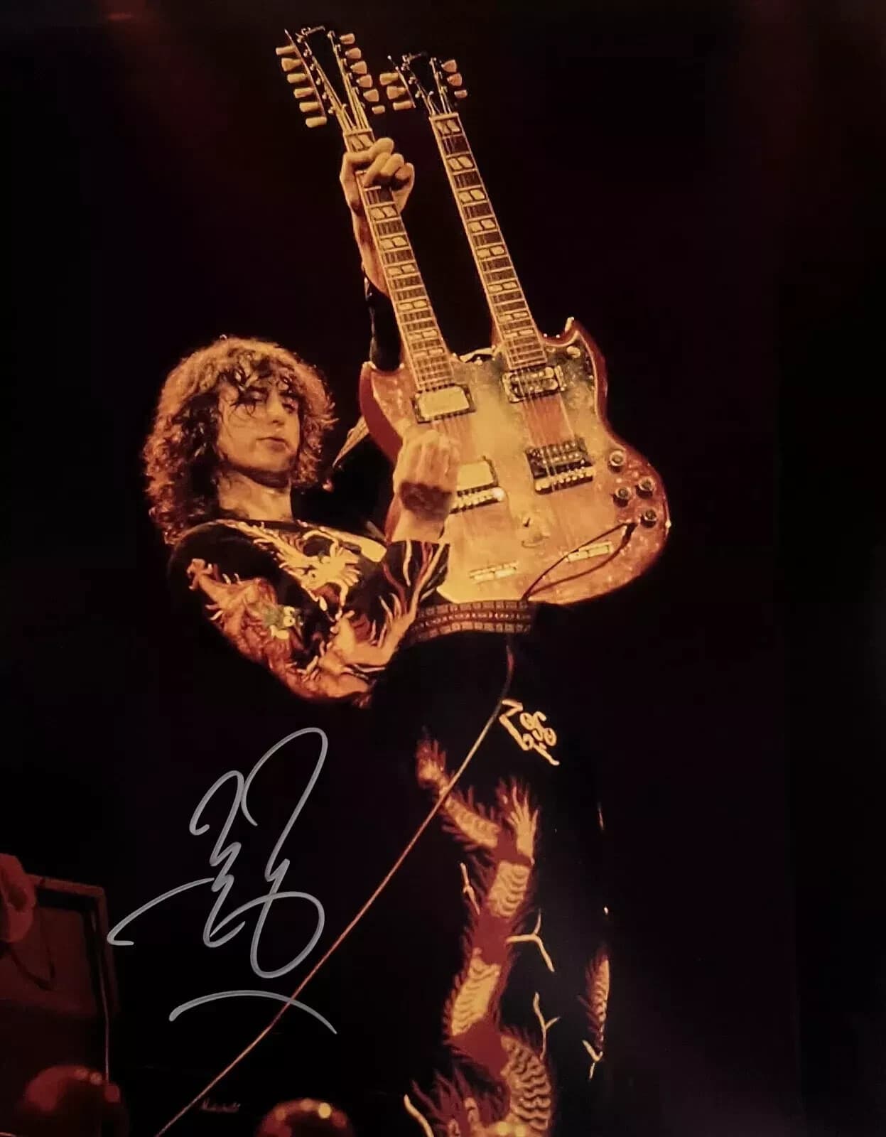 Led Zeppelin's Jimmy Page playing his Double Neck, Autographed 2