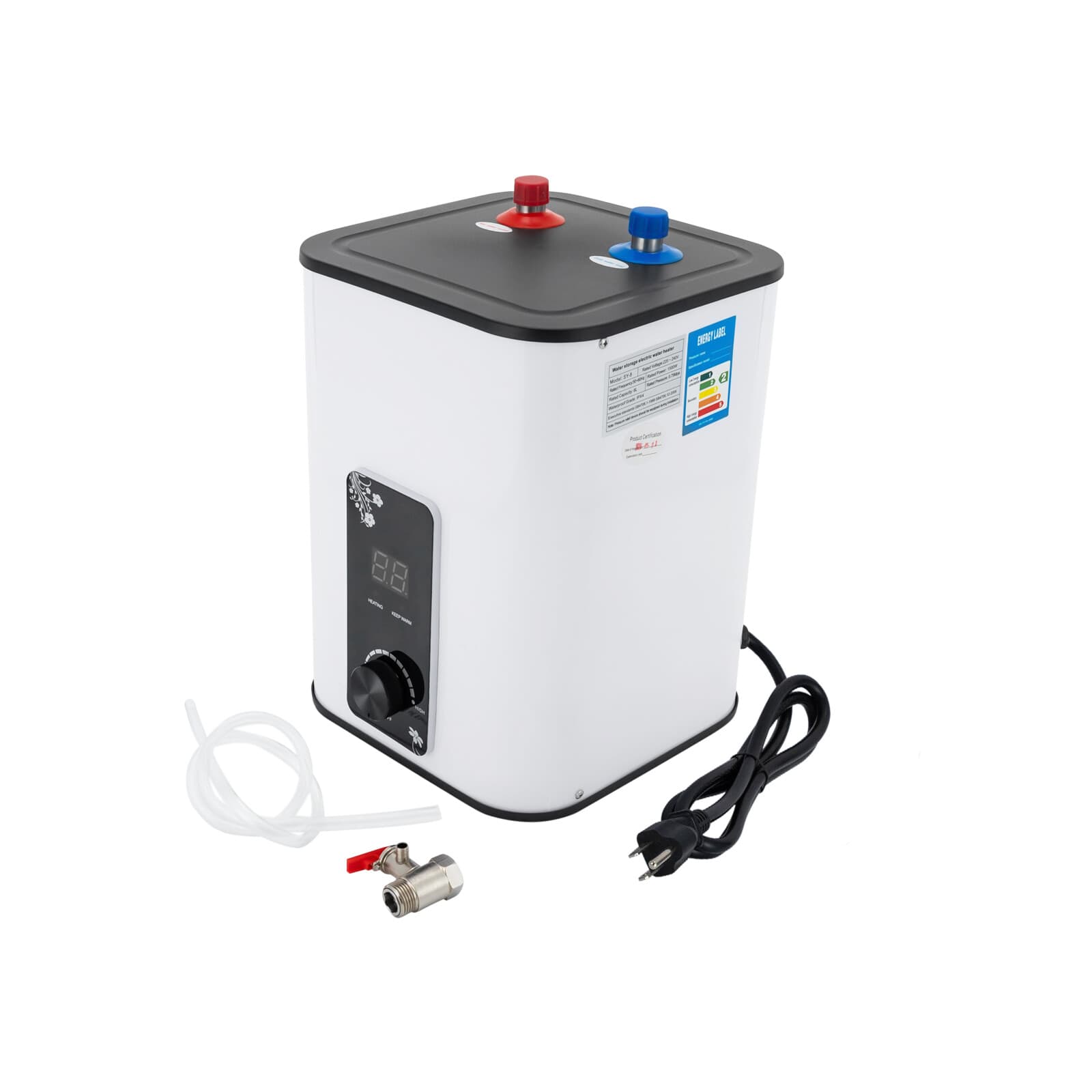 8L Electric Mini Tank Water Heater Rectangle Instant Hot Water Heater 1500W 3