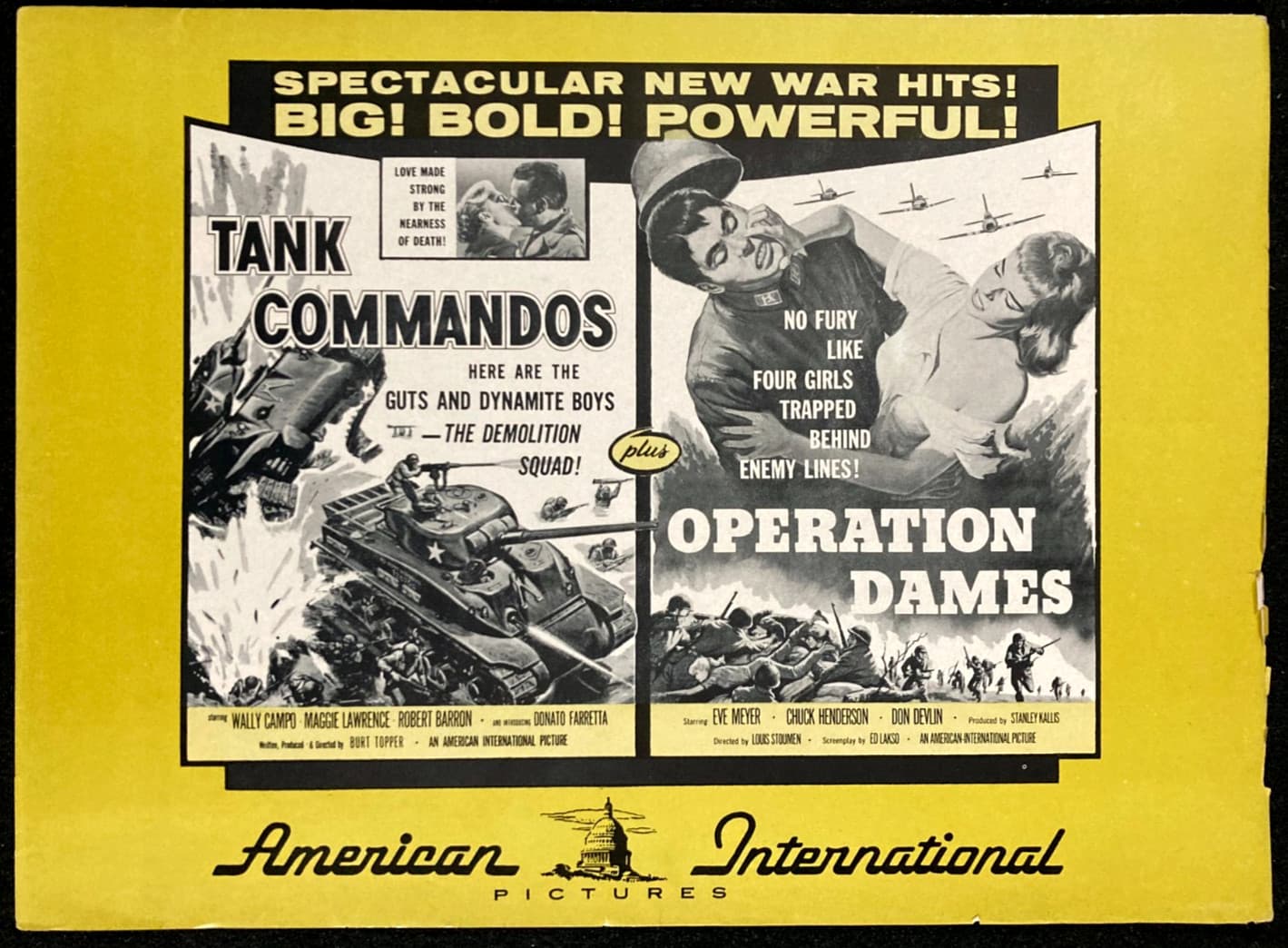TANK COMMANDOS & OPERATION DAMES Original Movie Pressbook WW2 World War 2 Action