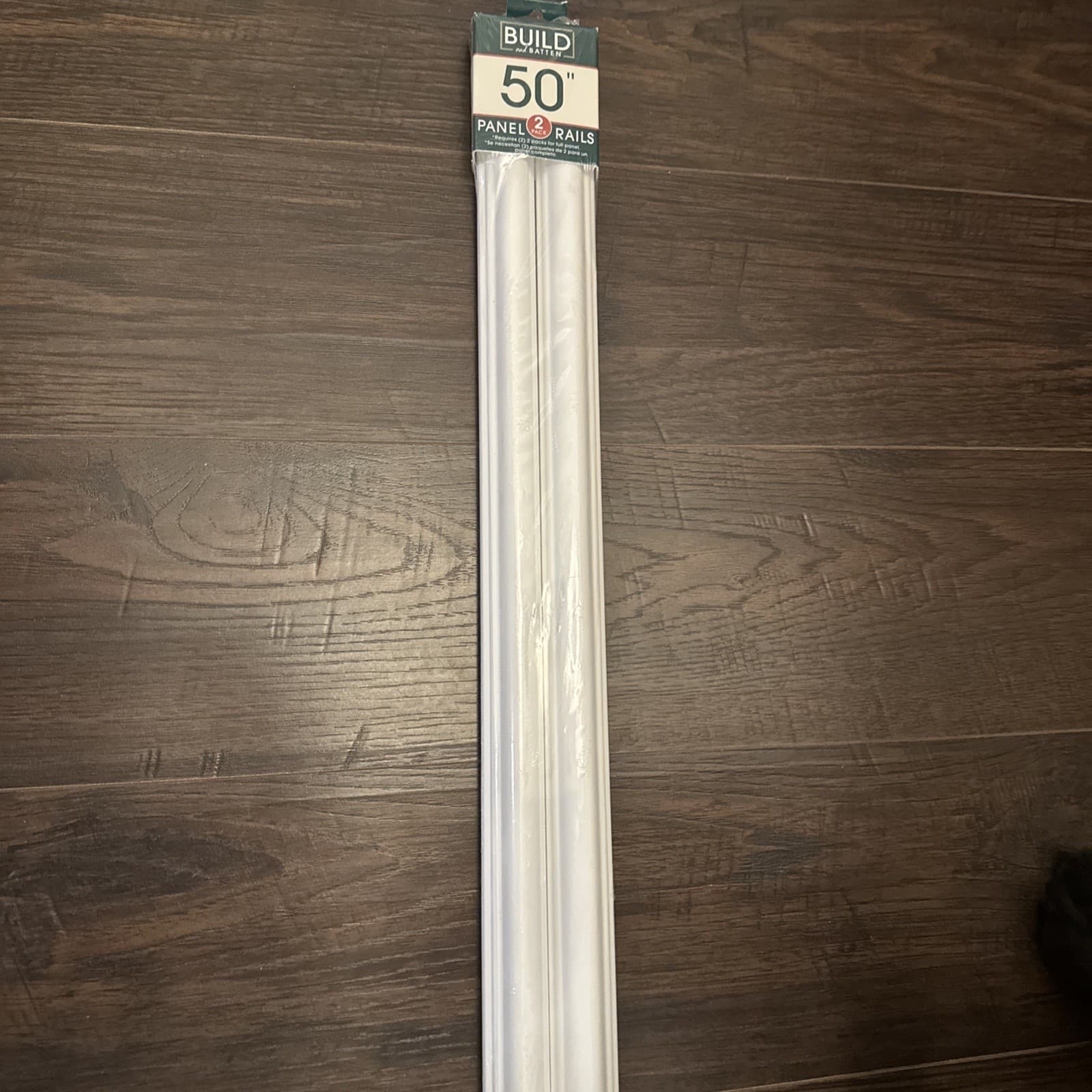 2-Pack 50" Wall Panel Rail Kit White Finish Polystyrene Picture Frame Moulding