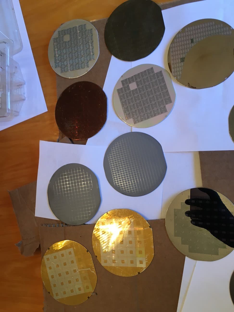 4" Golden Xerox Printer Silicon Wafer 1980s One of a Kind Vintage CPU Chip 4