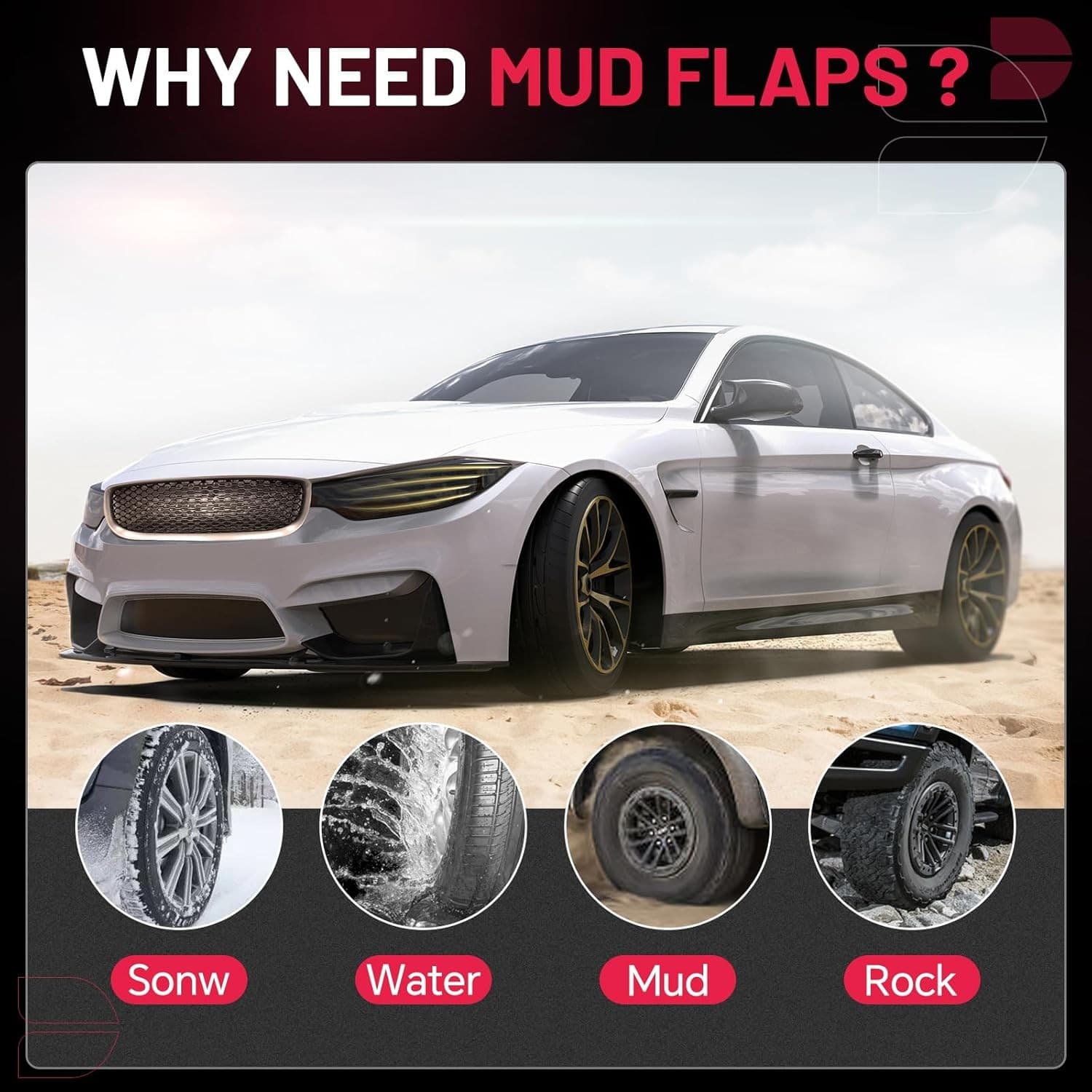BDFHYK Mud Flaps Splash Guards 4PCS Front & Rear Side Mud Guards Compatible with 3